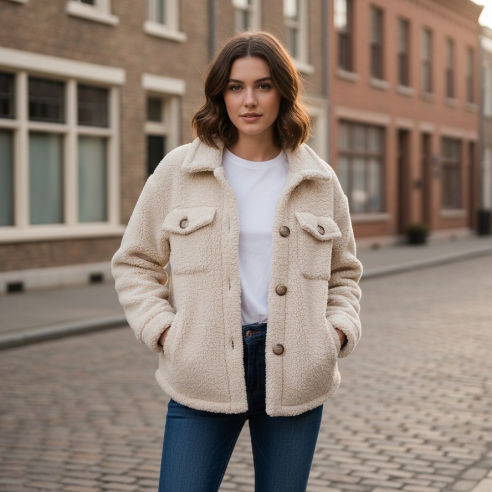 Women's Cozy Cream Teddy Jacket